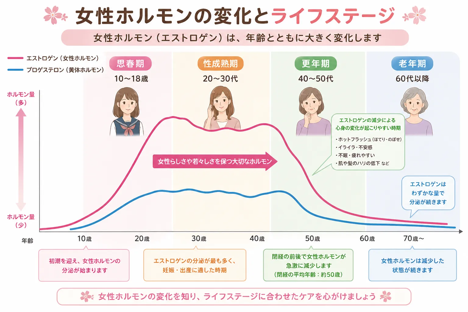 エストロゲンは年齢とともに減少⚡減少して女性の体に与える影響とは??